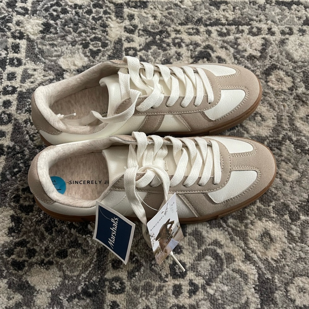 Sincerely Jules Beige and White Sneakers